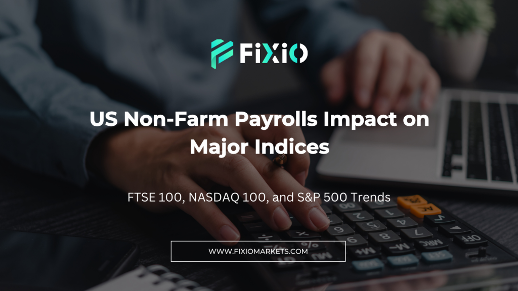 Chart showing the trends of FTSE 100, NASDAQ 100, and S&P 500 indices