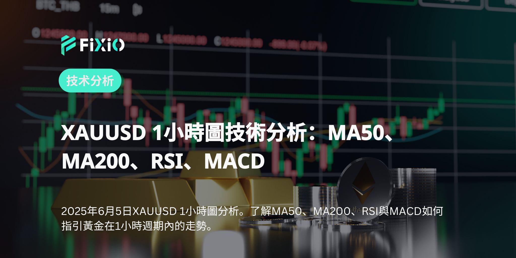 XAUUSD 1小時圖技術分析：MA50、MA200、RSI、MACD
