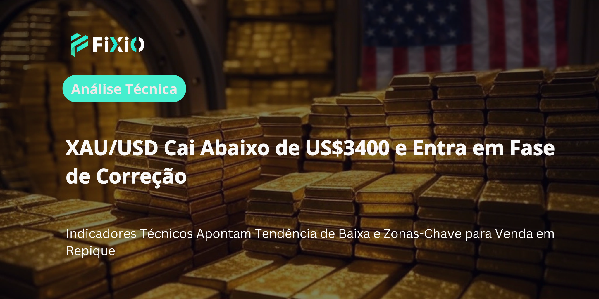 Análise Técnica XAU/USD (Gráfico de 1 Hora): Rompimento abaixo de US$3400 marca entrada em fase de correção?
