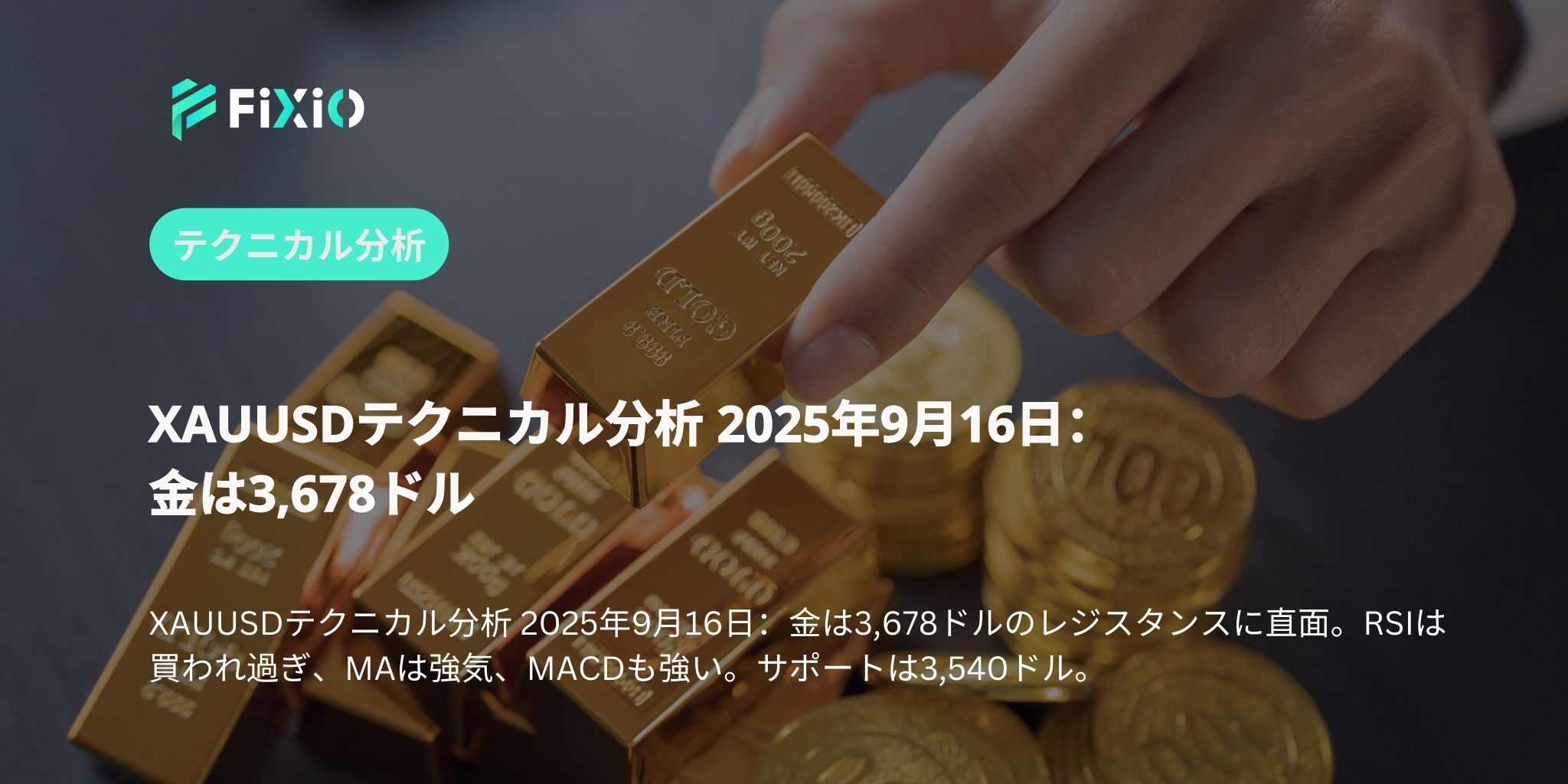 XAUUSDテクニカル分析 2025年9月16日：金は3,678ドル