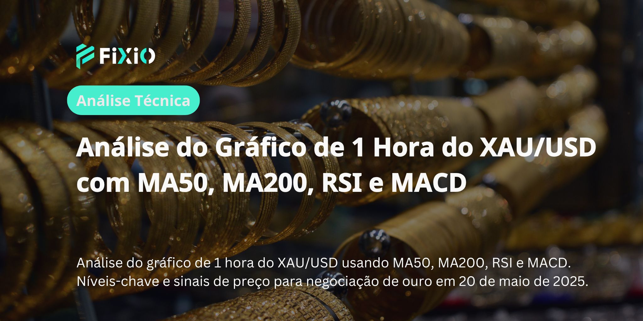 Análise do Gráfico de 1 Hora do XAU/USD com MA50, MA200, RSI e MACD