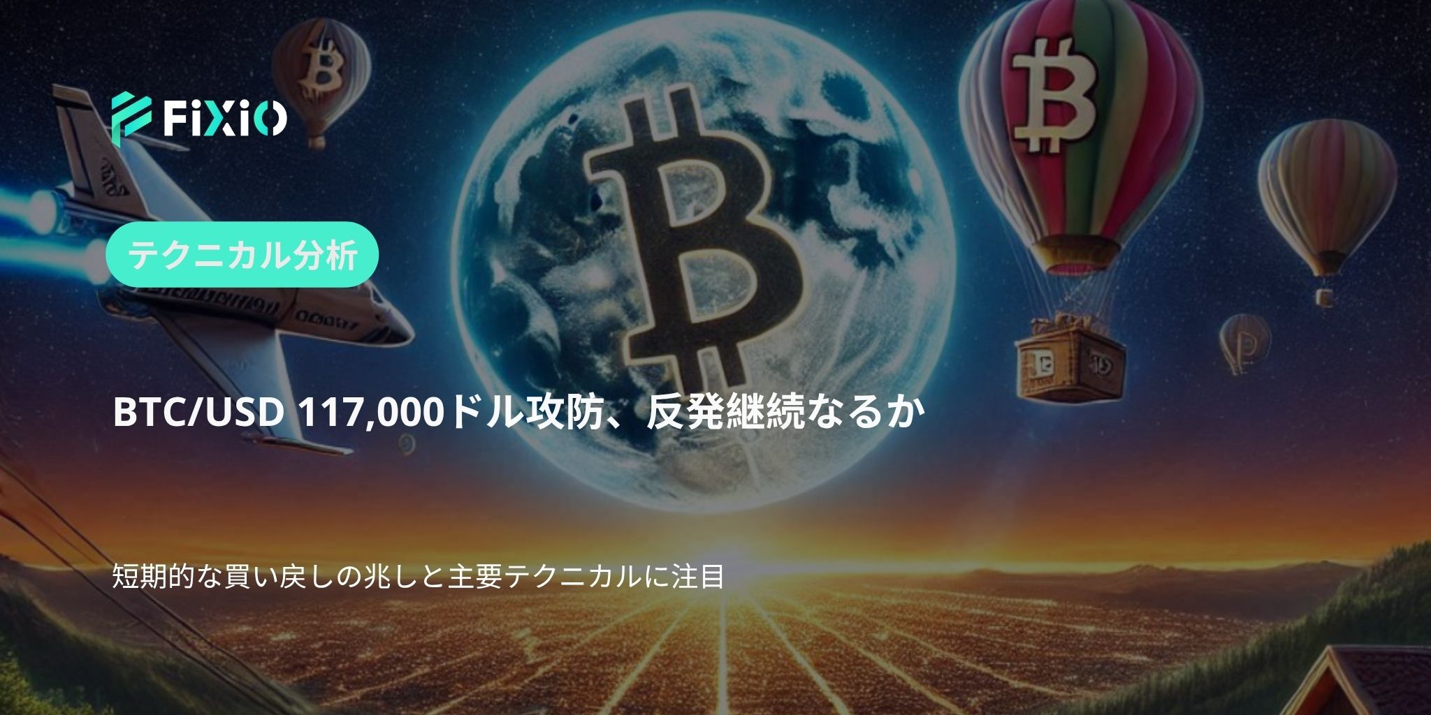 BTC/USD テクニカル分析（1時間足）：117,000ドルでの攻防、反発継続の可能性を探る